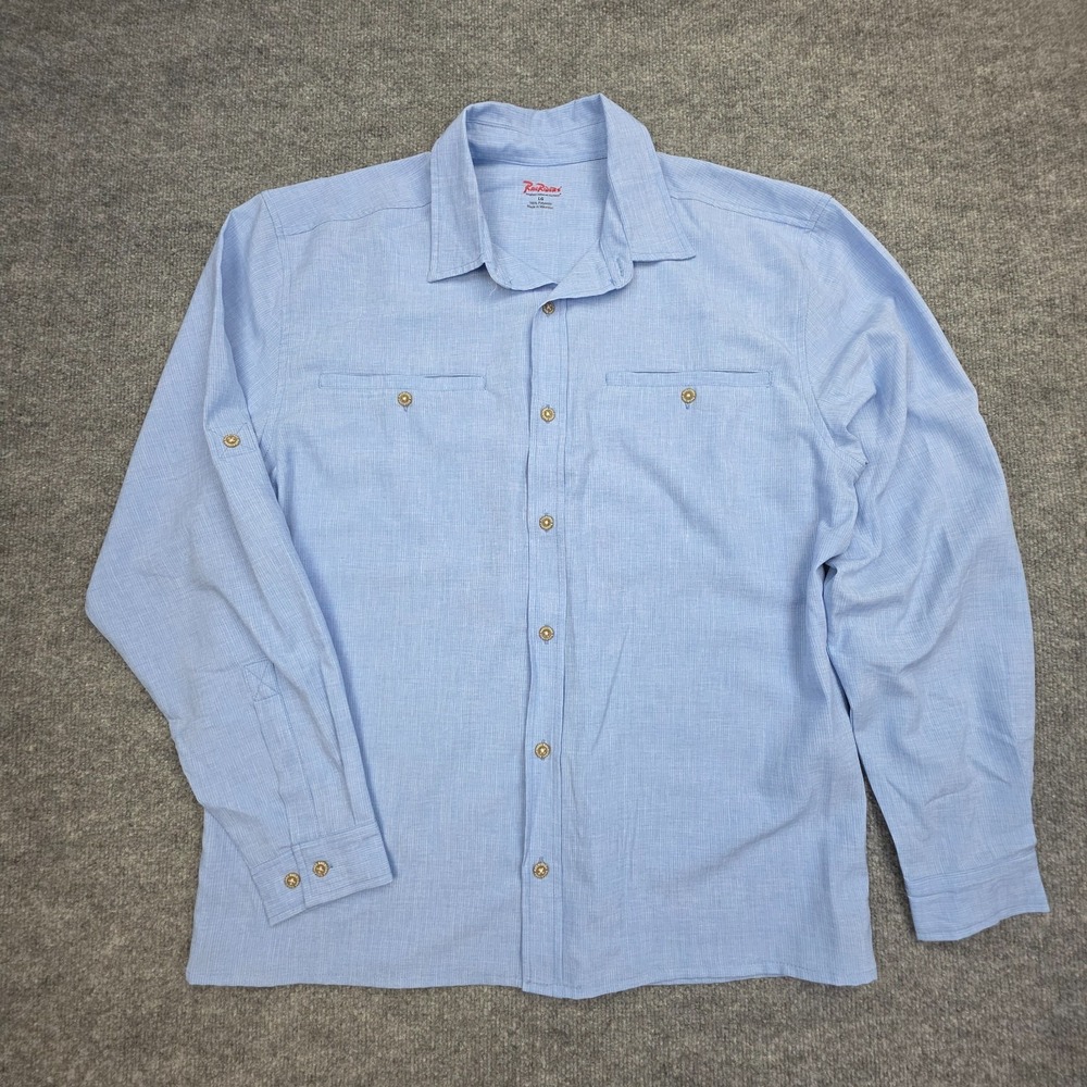 RailRiders Button Up Shirt Men's Large Blue Long Sleeve Polyester